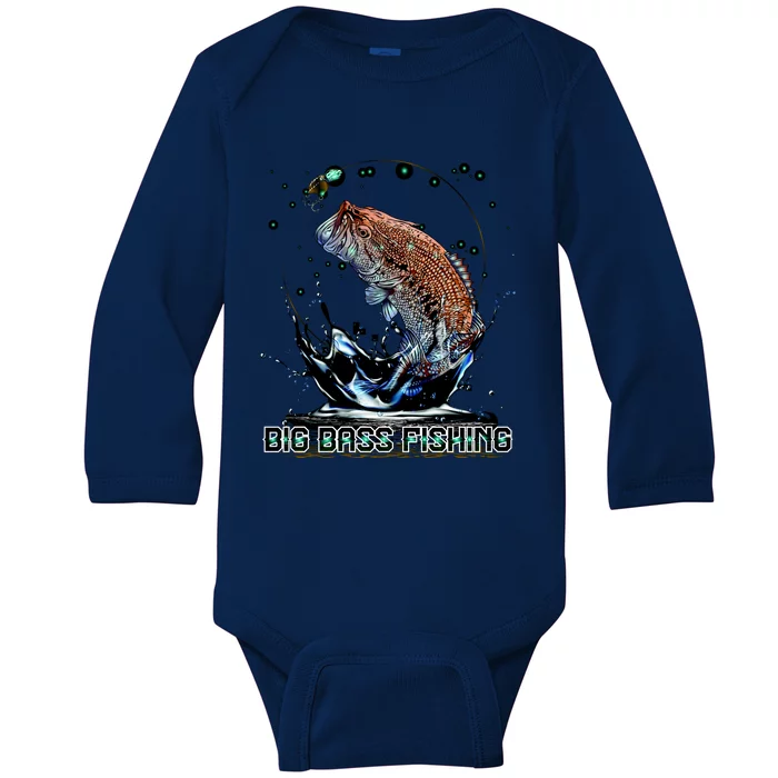 Big Bass Fishing Baby Long Sleeve Bodysuit