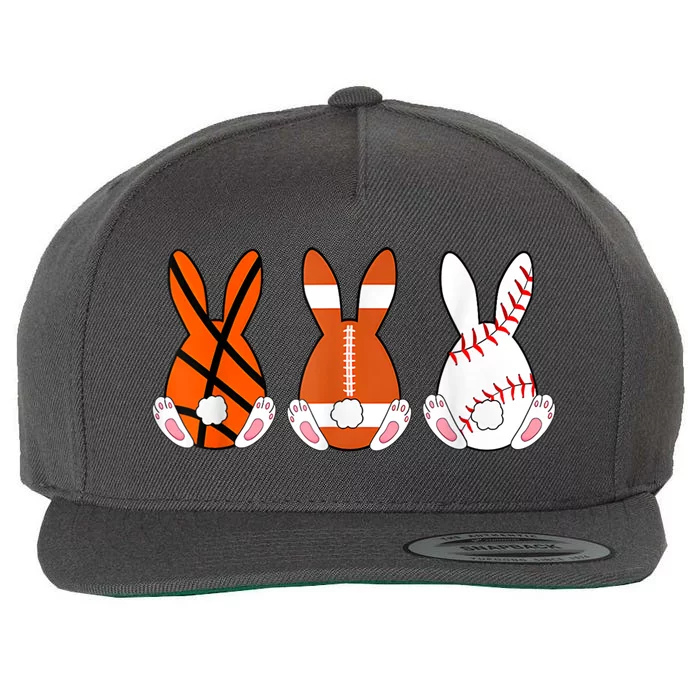 Basketball Baseball Football Sports Easter Bunny Rabbits Wool Snapback Cap