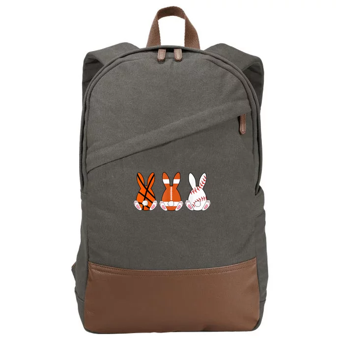 Basketball Baseball Football Sports Easter Bunny Rabbits Cotton Canvas Backpack