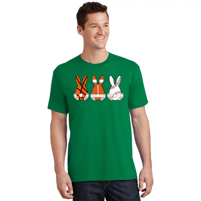 Basketball Baseball Football Sports Easter Bunny Rabbits T-Shirt