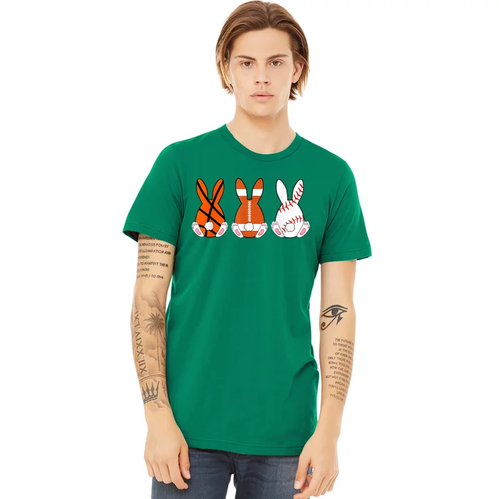 Basketball Baseball Football Sports Easter Bunny Rabbits Premium T-Shirt