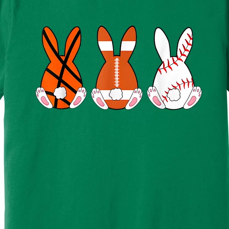 Basketball Baseball Football Sports Easter Bunny Rabbits Premium T-Shirt