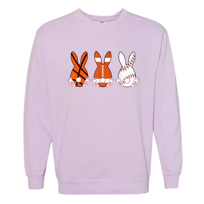 Basketball Baseball Football Sports Easter Bunny Rabbits Garment-Dyed Sweatshirt