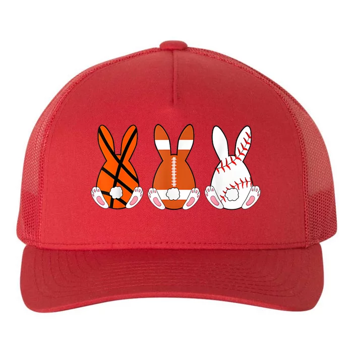 Basketball Baseball Football Sports Easter Bunny Rabbits Yupoong Adult 5-Panel Trucker Hat