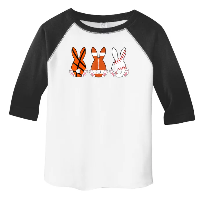 Basketball Baseball Football Sports Easter Bunny Rabbits Toddler Fine Jersey T-Shirt