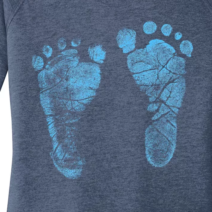 Blue Baby Footprints. Adorable Baby Feet Perfect For New Baby Boy Women's Perfect Tri Tunic Long Sleeve Shirt