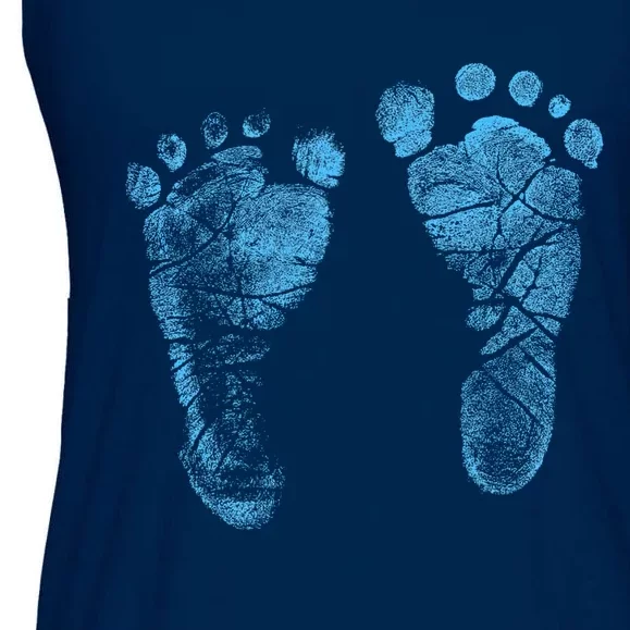 Blue Baby Footprints. Adorable Baby Feet Perfect For New Baby Boy Ladies Essential Flowy Tank