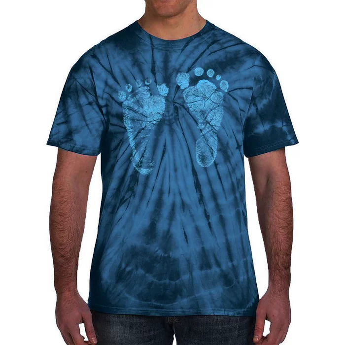 Blue Baby Footprints. Adorable Baby Feet Perfect For New Baby Boy Tie-Dye T-Shirt