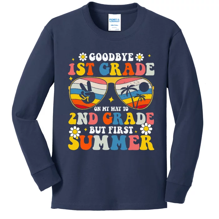 Bye Bye First 1st Grade Hello Summer Last Day Of School Kids Long Sleeve Shirt