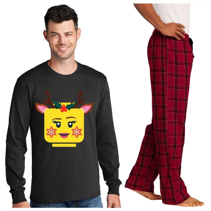 Block Building Figure Reindeer Christmas Master Builder Long Sleeve Pajama Set