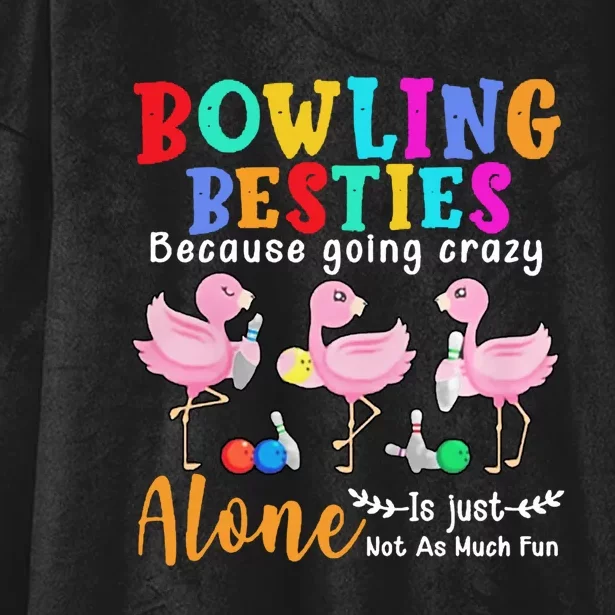 Bowling Besties Funny Best Friend Hooded Wearable Blanket