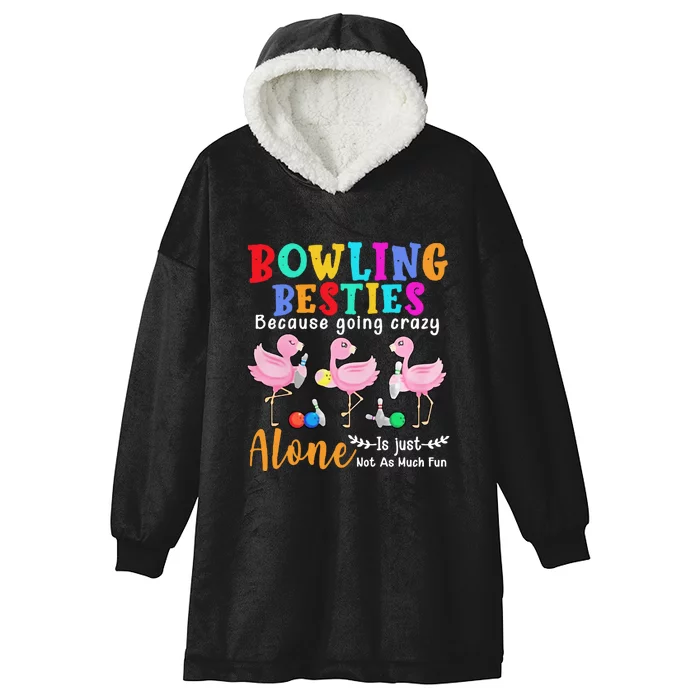 Bowling Besties Funny Best Friend Hooded Wearable Blanket