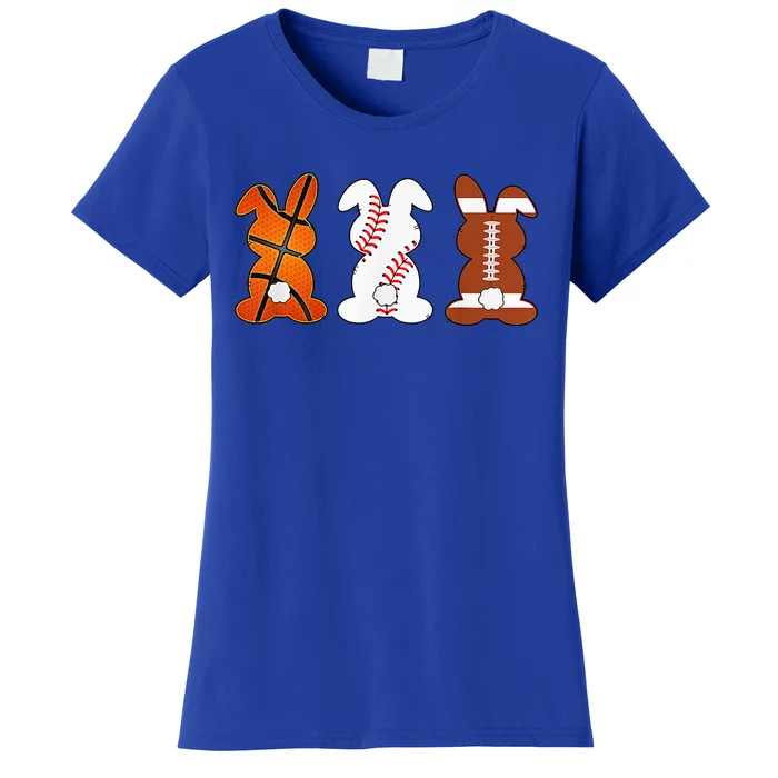 Basketball Baseball Football Sports Easter Bunny Rabbits Women's T-Shirt