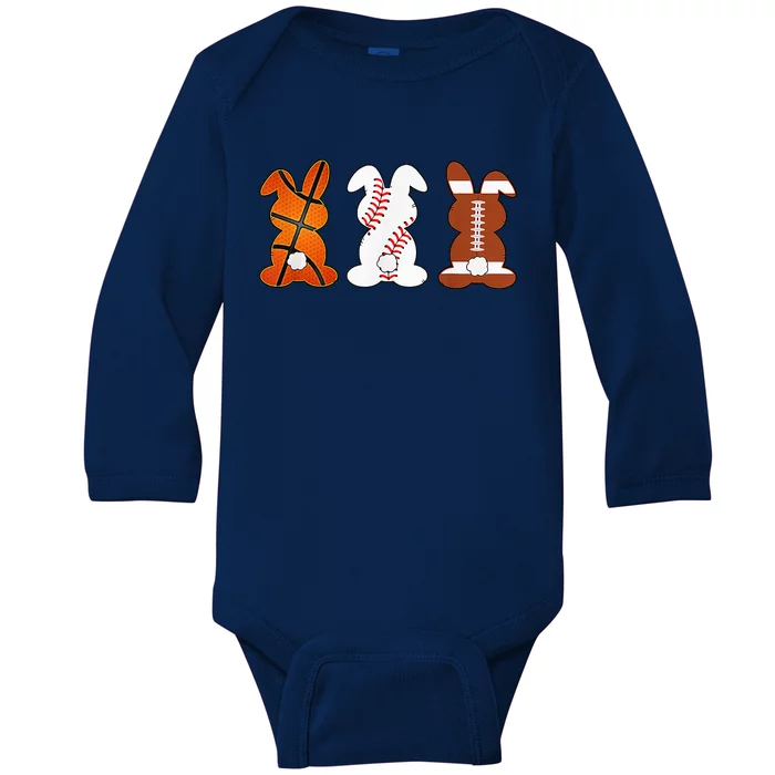 Basketball Baseball Football Sports Easter Bunny Rabbits Baby Long Sleeve Bodysuit