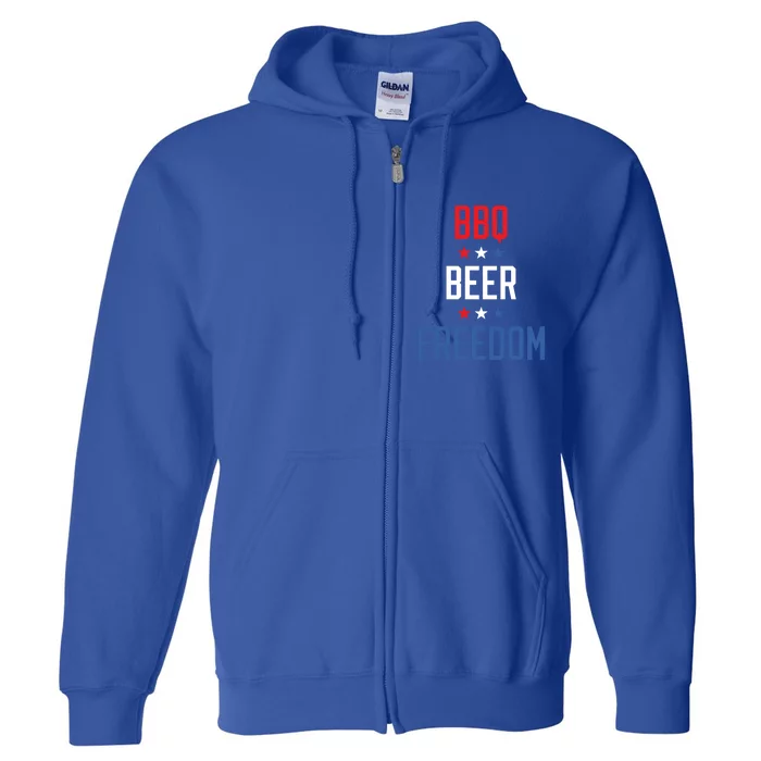 Bbq Beer Freedom Fourth Of July Independence Day Barbecue Cool Gift Full Zip Hoodie