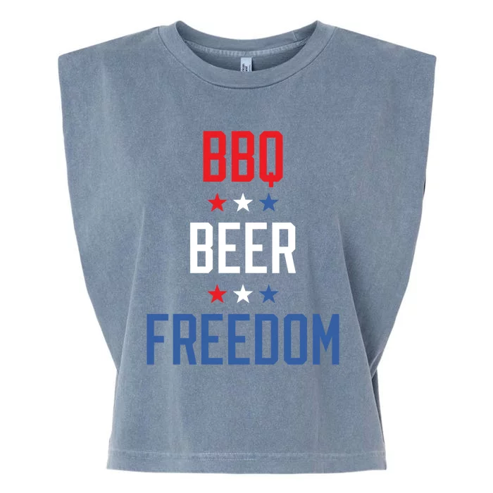 Bbq Beer Freedom Fourth Of July Independence Day Barbecue Cool Gift Garment-Dyed Women's Muscle Tee