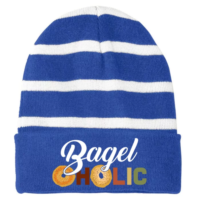 Bageloholic Bagel Food Lover Funny Bagel Day Saying Cool Gift Striped Beanie with Solid Band