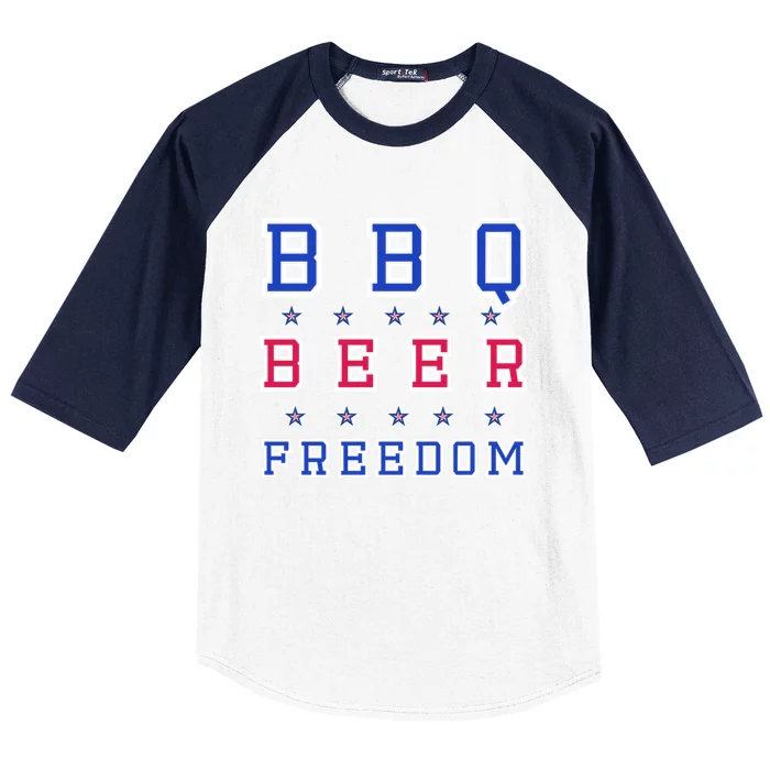 Bbq Beer Freedom Gift Baseball Sleeve Shirt