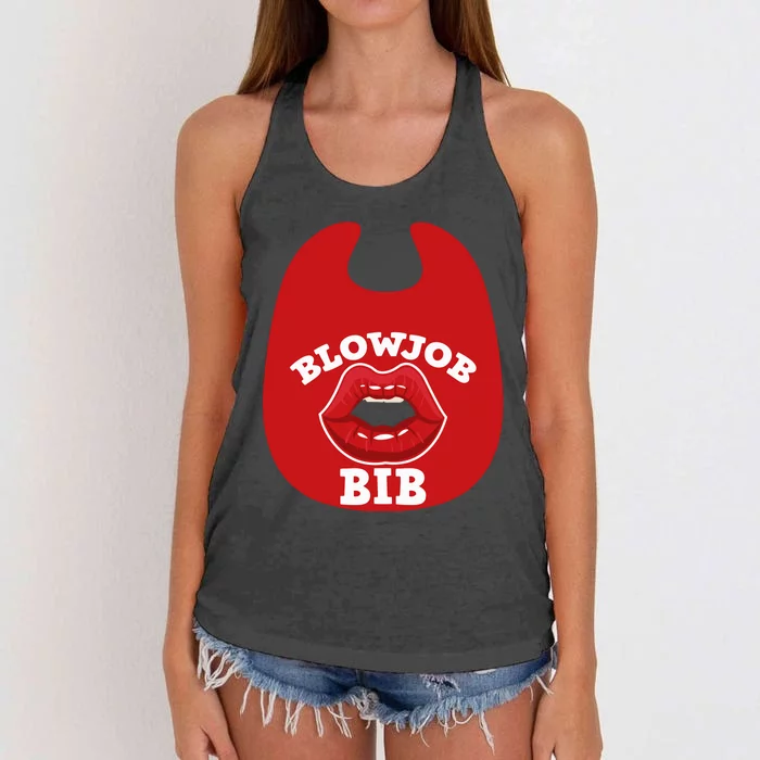 Blowjob Bib Funny Adult Women Dirty Humor Blowjob Bib Women's Knotted Racerback Tank