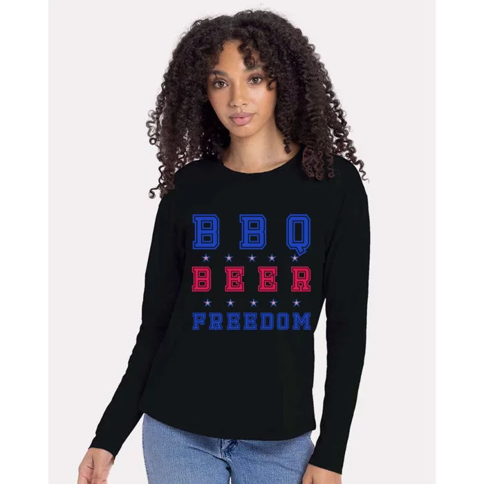 Bbq Beer Freedom Gift Womens Cotton Relaxed Long Sleeve T-Shirt