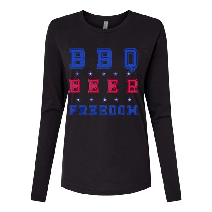 Bbq Beer Freedom Gift Womens Cotton Relaxed Long Sleeve T-Shirt