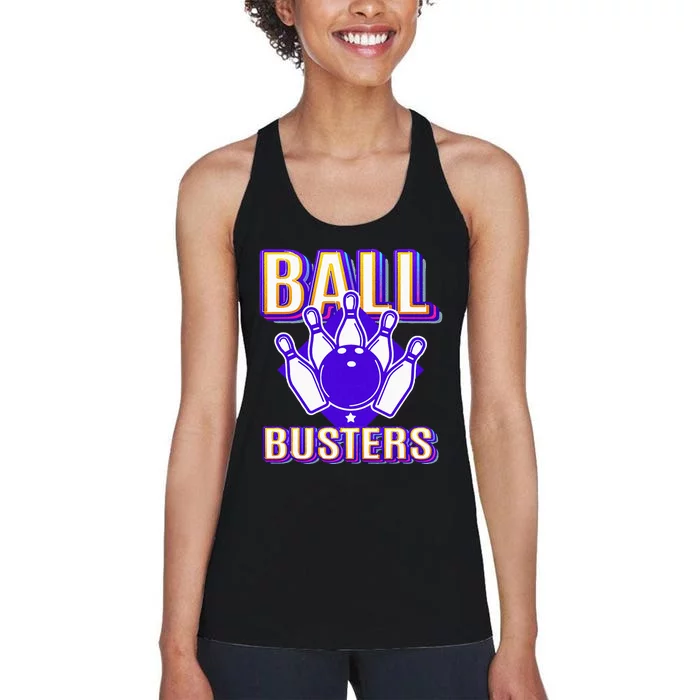 Ball Busters Funny Bowling Design Bowling League Women's Racerback Tank