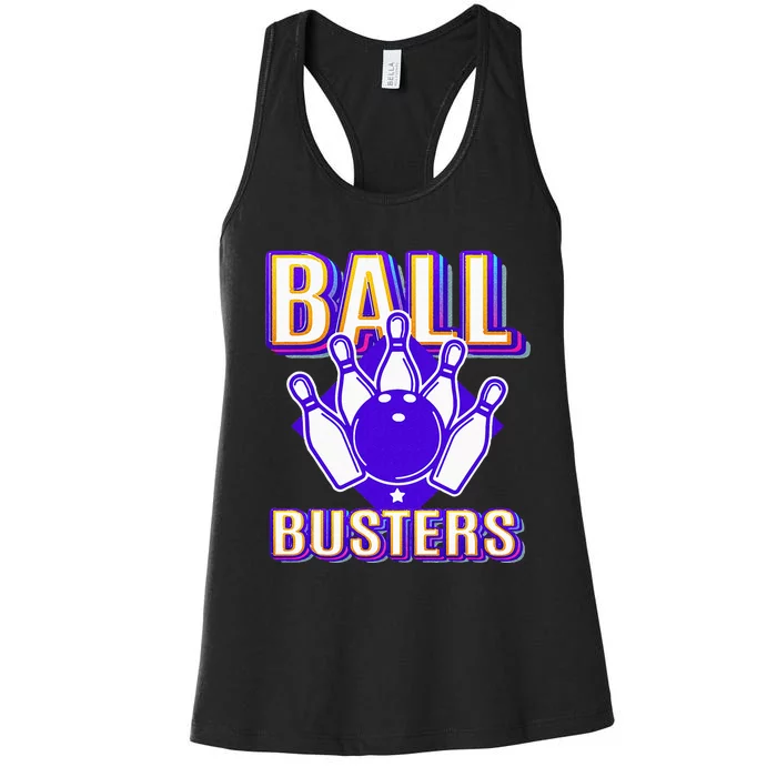 Ball Busters Funny Bowling Design Bowling League Women's Racerback Tank