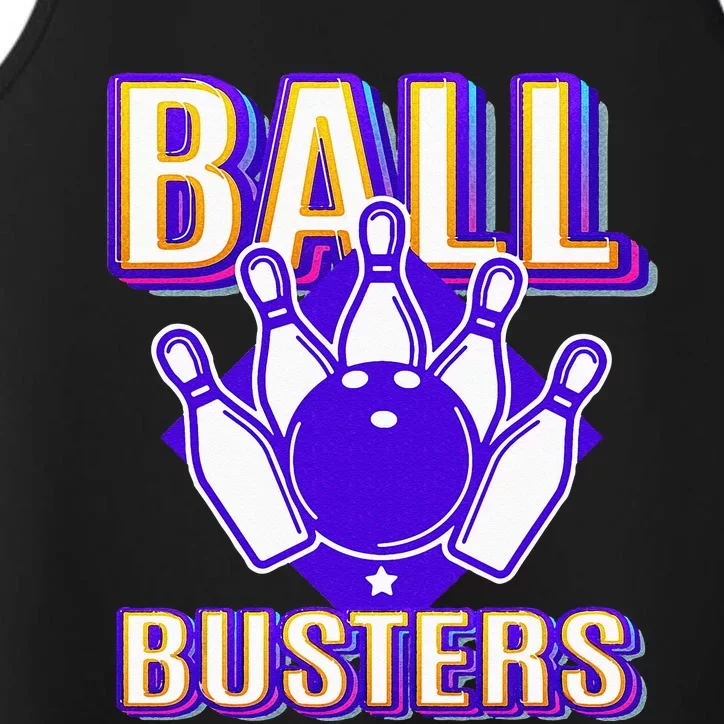 Ball Busters Funny Bowling Design Bowling League Performance Tank