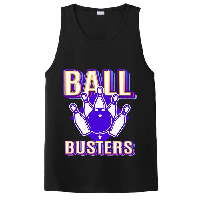 Ball Busters Funny Bowling Design Bowling League Performance Tank