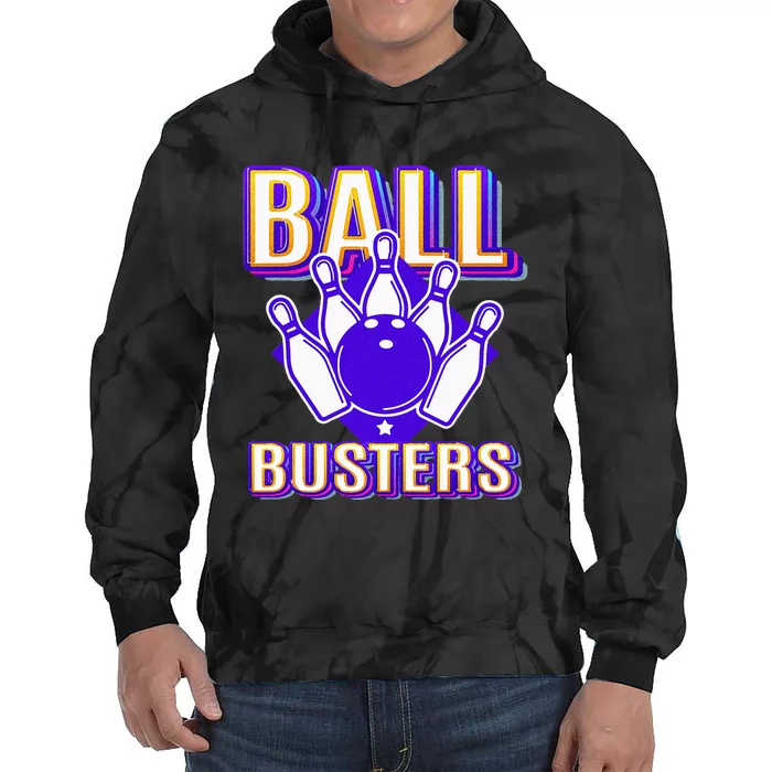 Ball Busters Funny Bowling Design Bowling League Tie Dye Hoodie