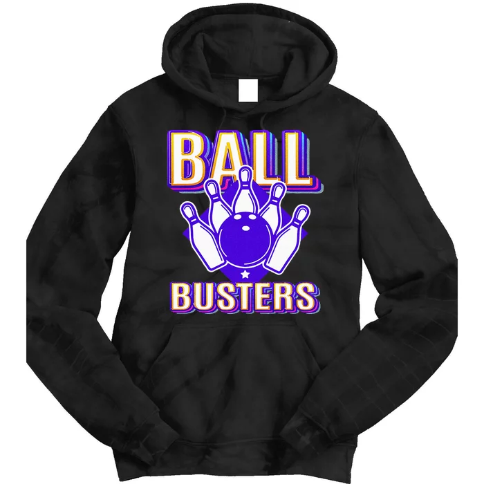 Ball Busters Funny Bowling Design Bowling League Tie Dye Hoodie