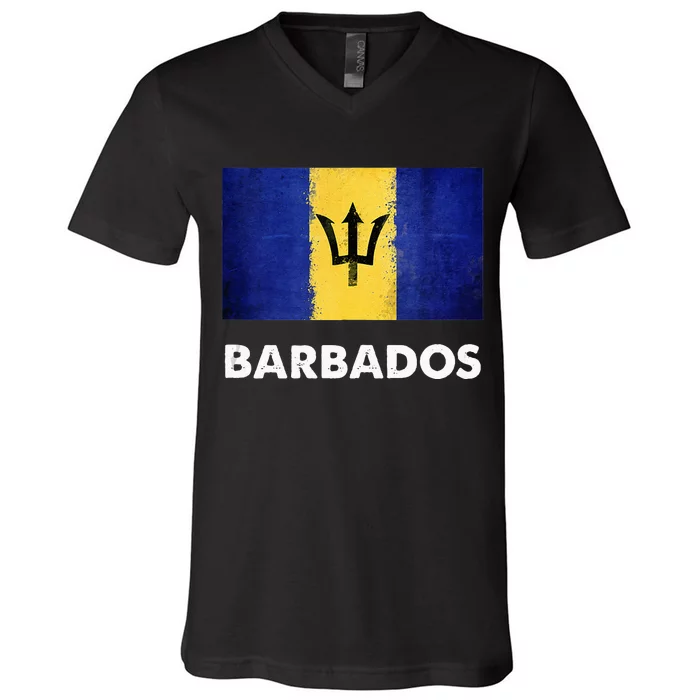 Barbadian Barbados Flag V-Neck T-Shirt