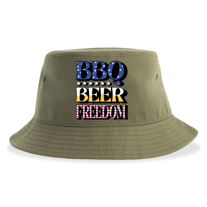 Bbq Beer Freedom 4th Of July America Pariotic Usa Party Cute Gift Sustainable Bucket Hat