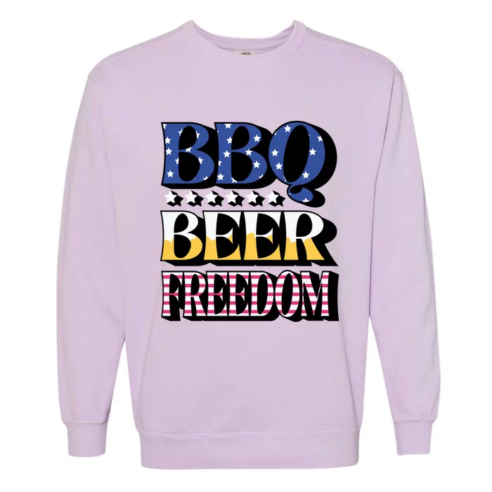 Bbq Beer Freedom 4th Of July America Pariotic Usa Party Cute Gift Garment-Dyed Sweatshirt