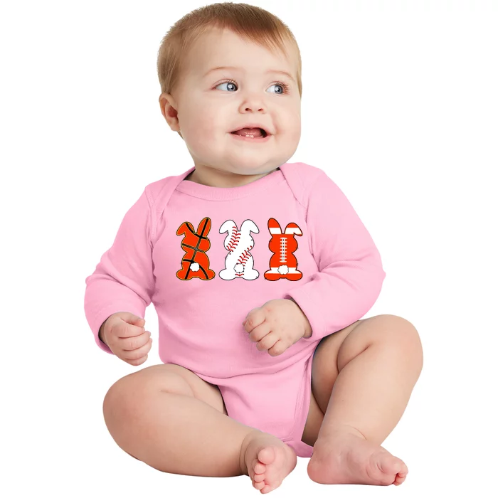 Basketball Baseball Football Sports Easter Bunny Rabbits Baby Long Sleeve Bodysuit