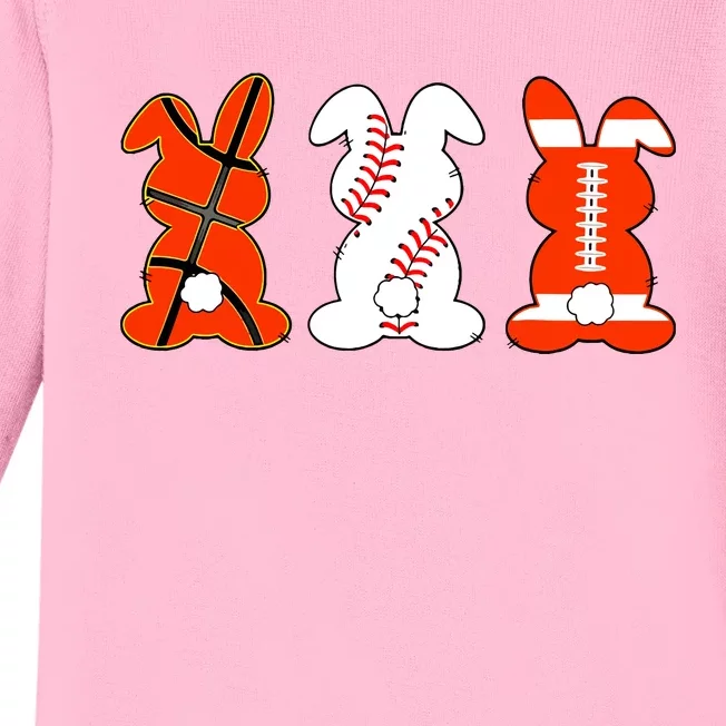 Basketball Baseball Football Sports Easter Bunny Rabbits Baby Long Sleeve Bodysuit