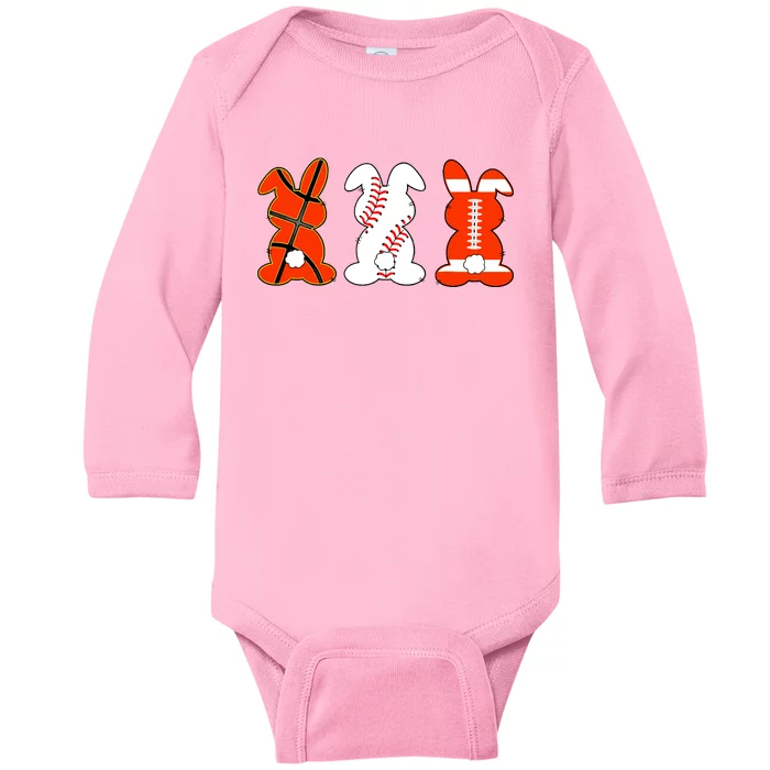 Basketball Baseball Football Sports Easter Bunny Rabbits Baby Long Sleeve Bodysuit