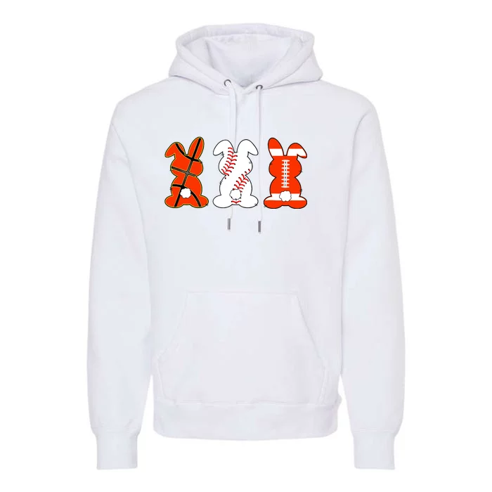 Basketball Baseball Football Sports Easter Bunny Rabbits Premium Hoodie