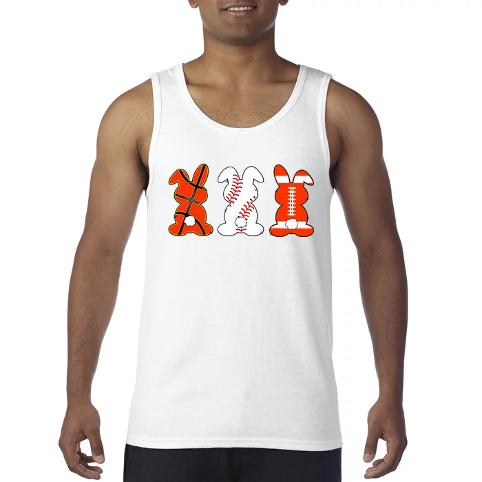 Basketball Baseball Football Sports Easter Bunny Rabbits Tank Top