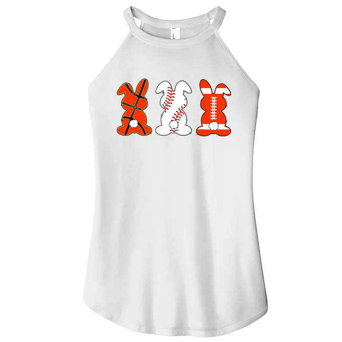 Basketball Baseball Football Sports Easter Bunny Rabbits Women’s Perfect Tri Rocker Tank