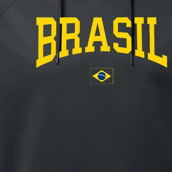 Brasil Brazilian Flag Green Performance Fleece Hoodie