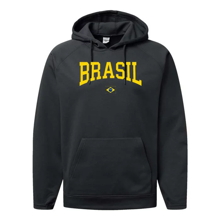 Brasil Brazilian Flag Green Performance Fleece Hoodie