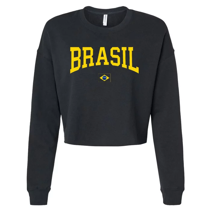 Brasil Brazilian Flag Green Cropped Pullover Crew