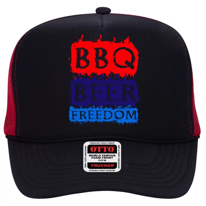 Bbq Beer Freedom Ll Americans Gift High Crown Mesh Trucker Hat