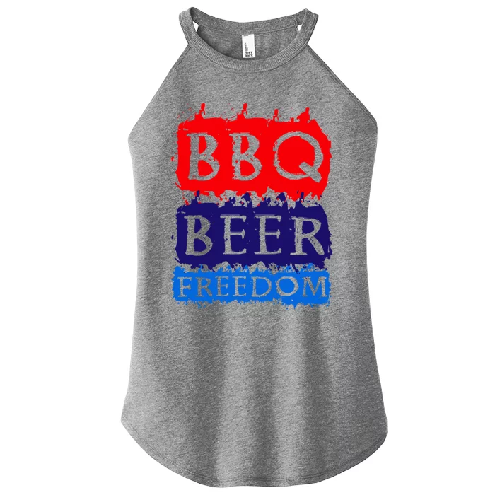 Bbq Beer Freedom Ll Americans Gift Women’s Perfect Tri Rocker Tank