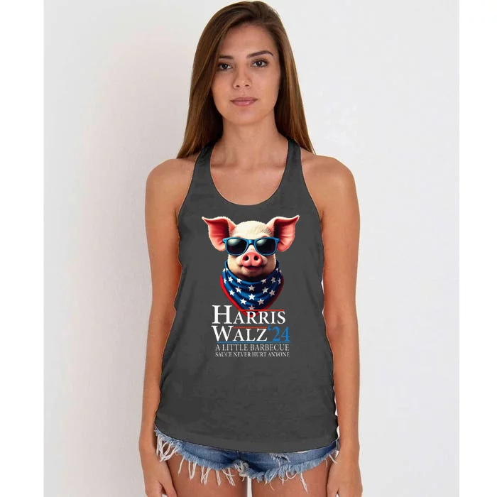 Barbecue Bbq Funny Pork Kamala Harris Waltz 2024 Women's Knotted Racerback Tank