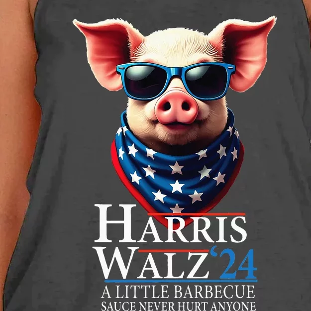 Barbecue Bbq Funny Pork Kamala Harris Waltz 2024 Women's Knotted Racerback Tank