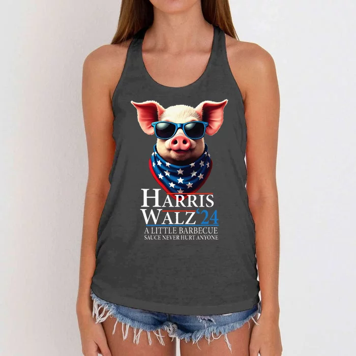 Barbecue Bbq Funny Pork Kamala Harris Waltz 2024 Women's Knotted Racerback Tank