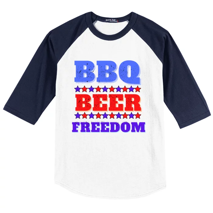 Bbq Beer Freedom Merican Usa Party Great Gift Baseball Sleeve Shirt