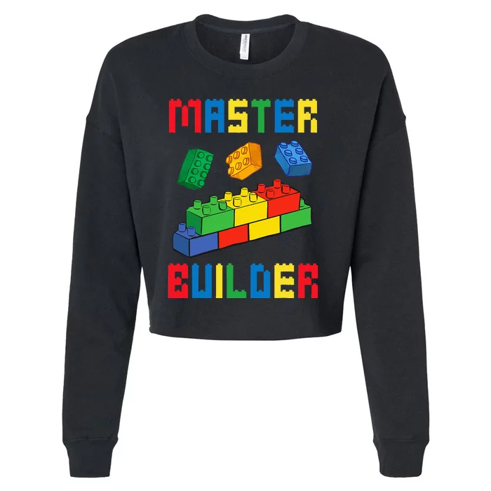 Brick Builder Funny Blocks Building Master Builder Cropped Pullover Crew